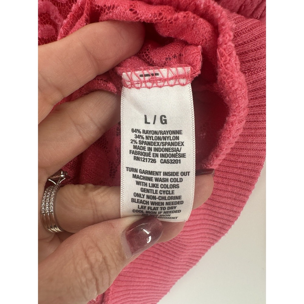 Aeropostle Pink Lace Top Shirt Blouse Sz L Long Sleeve Scoop Neck Y2K S1034‎ - Picture 9 of 10